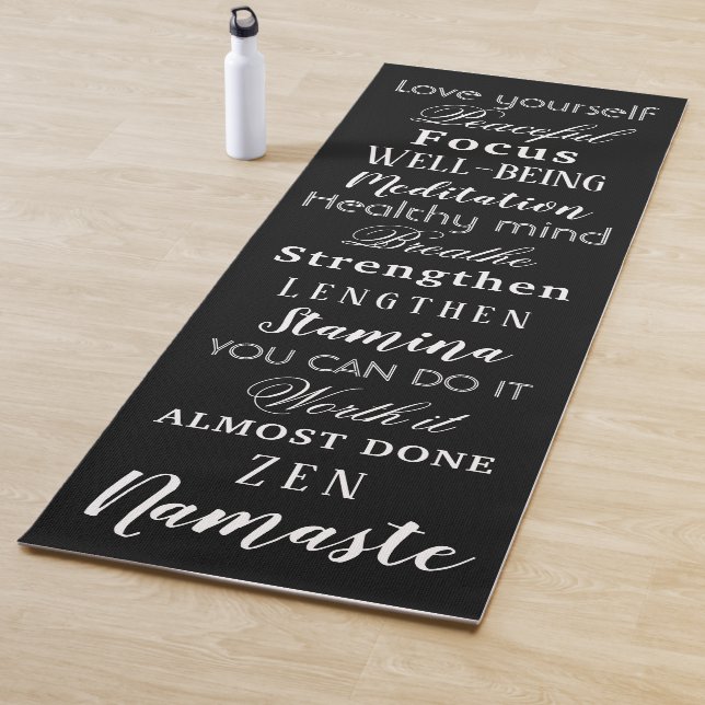 Modern Motivational Words Black and White Yoga Mat (In Situ)