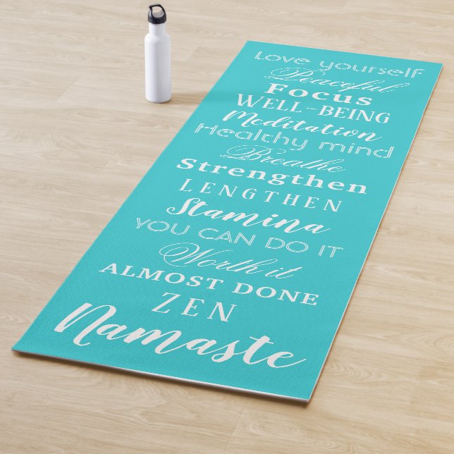 Modern Motivational Words Blue Yoga Mat (In Situ)