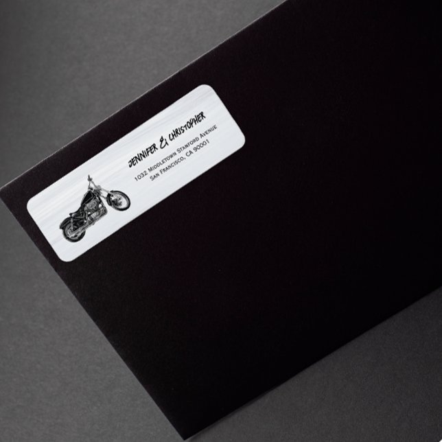 Modern Motorcycle Biker Wedding Return address (Creator Uploaded)