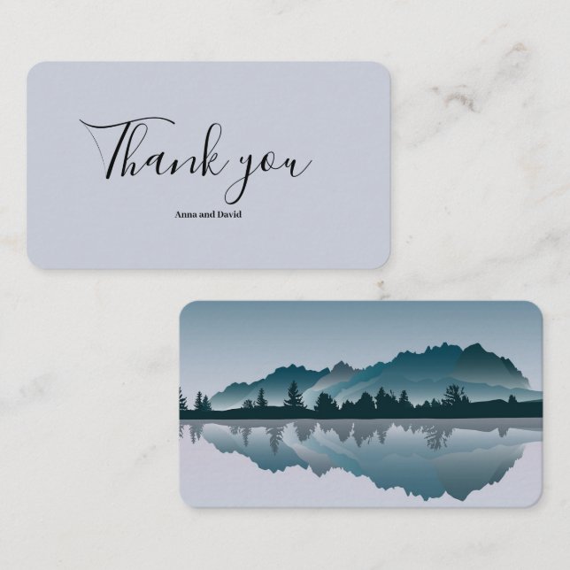 Modern Mountain Forest Scenery Thank you Card (Front/Back)