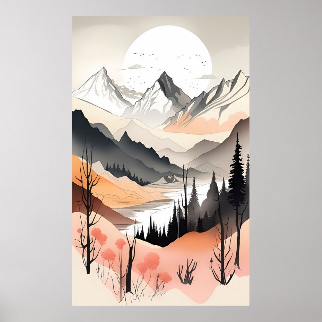 Modern Mountain Landscape Poster (Front)