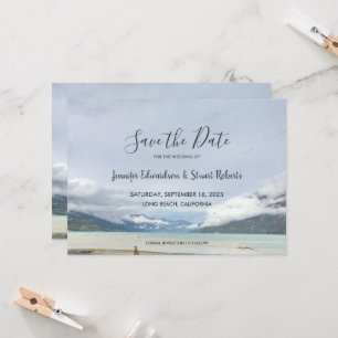 Modern mountain summer beach Save the Date card