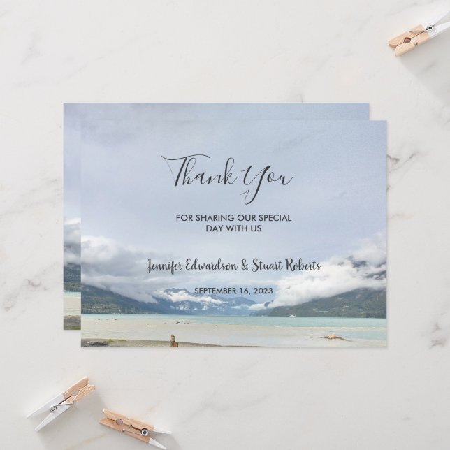 Modern mountain summer beach Thank you card (Front/Back In Situ)