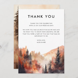 Modern Mountain Wedding Fall Custom Message Thank You Card