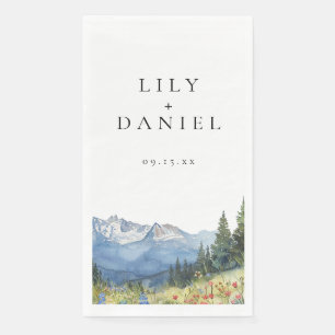 Modern Mountain Wildflower Wedding Napkin