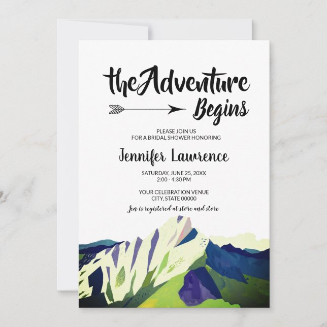 Modern Mountain Woodland Forest Bridal Shower Invitation (Front)