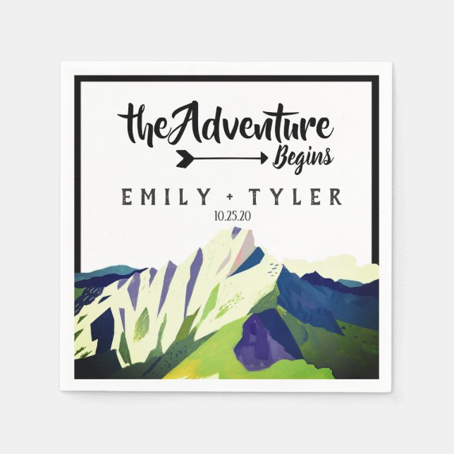 Modern Mountain Woodland Forest Wedding Custom Napkin (Front)