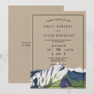 Modern Mountain Woodland Forest Wedding Invite