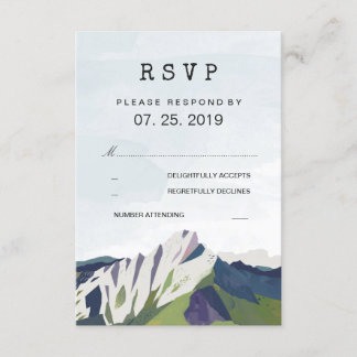 Modern Mountain Woodland Forest Wedding RSVP Card