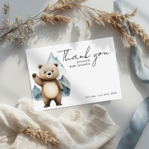 Modern Mountains Bear Safari Baby Shower Thank You Card