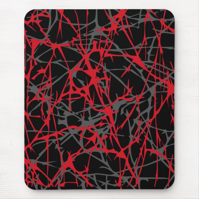 Modern mousepad, abstract, black, red, gray mouse mat (Front)