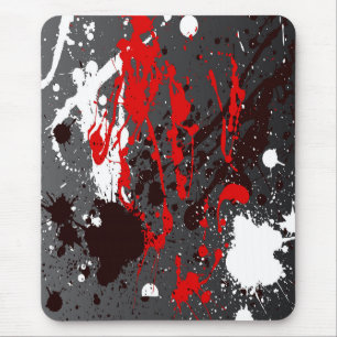 Modern mousepad, abstract, black, red, grey, white mouse mat