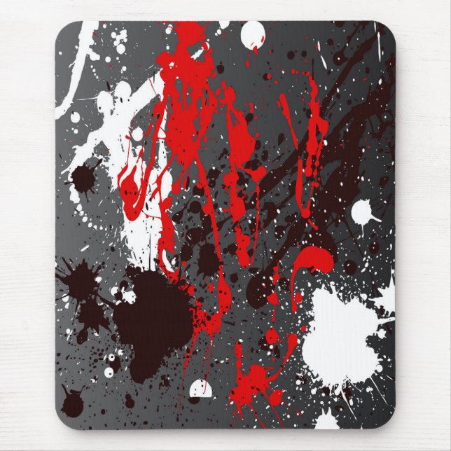 Modern mousepad, abstract, black, red, grey, white mouse mat (Front)