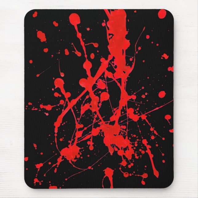 Modern mousepad, abstract, black, red, sprayed mouse mat (Front)