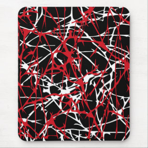 Modern mousepad, abstract, black, red, white mouse mat