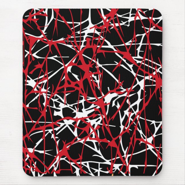 Modern mousepad, abstract, black, red, white mouse mat (Front)