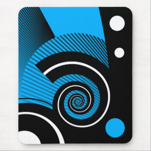 Modern mousepad, abstract, blau, white, black mouse mat