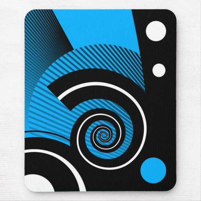 Modern mousepad, abstract, blau, white, black mouse mat (Front)