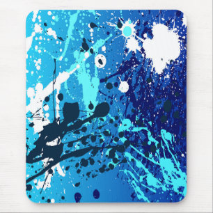 Modern mousepad, abstract, sprayed, blue, white mouse mat