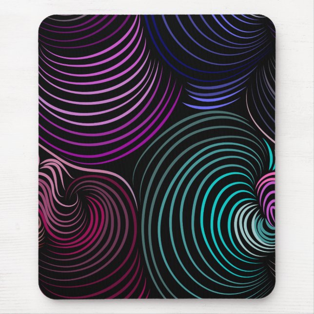 Modern mousepad, black, colourful mouse mat (Front)