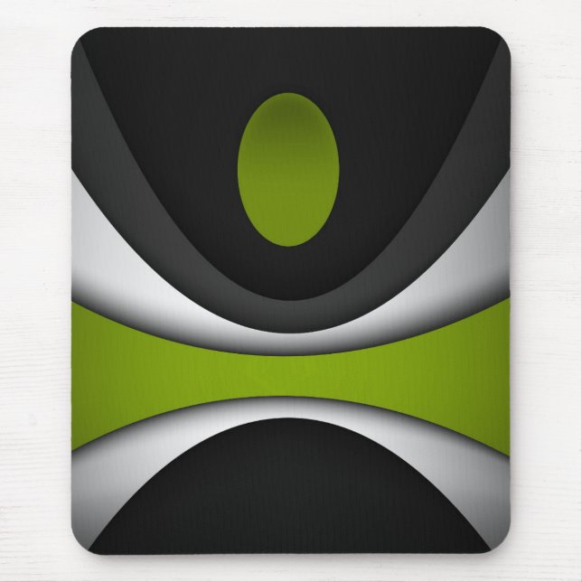 Modern mousepad, black, grey, green, abstract mouse mat (Front)