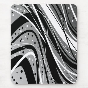Modern mousepad, black, grey, white, abstract mouse mat