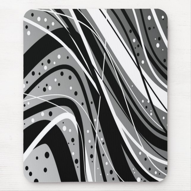 Modern mousepad, black, grey, white, abstract mouse mat (Front)
