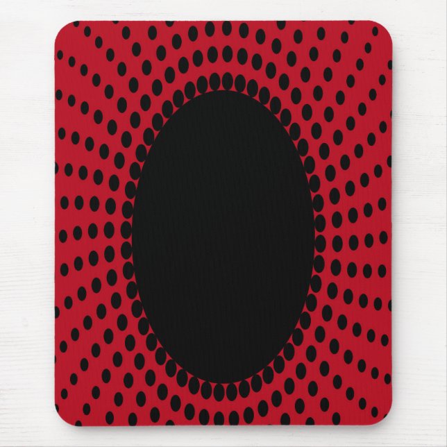 Modern mousepad, black, red, abstract, dots mouse mat (Front)