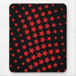 Modern mousepad, black, red, abstract, stars mouse mat