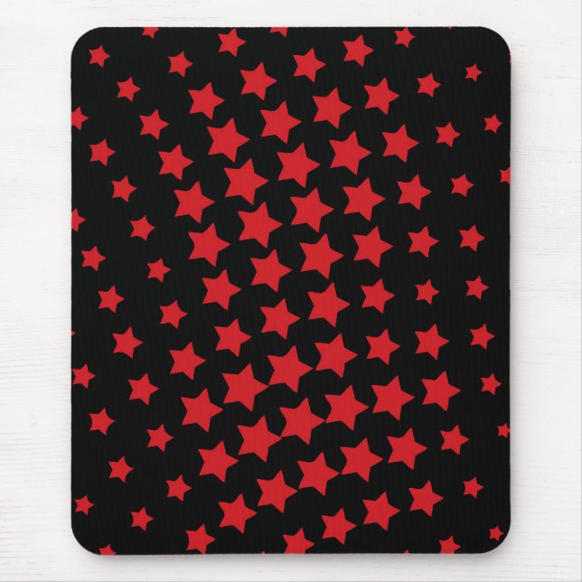 Modern mousepad, black, red, abstract, stars mouse mat (Front)