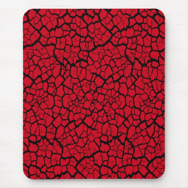 Modern mousepad, black, red, cracked, mouse mat (Front)