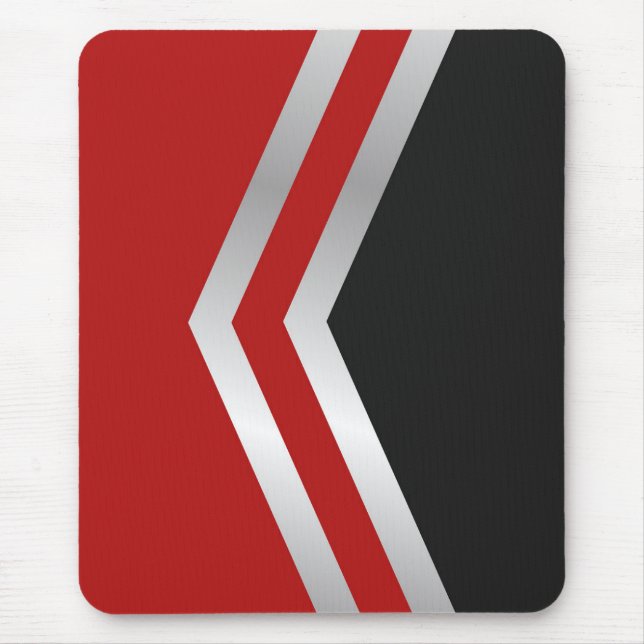 Modern mousepad, black, red, gray, white, abstract mouse mat (Front)