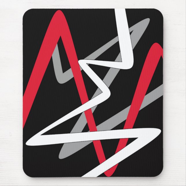 Modern mousepad, black, red, gray, white, abstract mouse mat (Front)