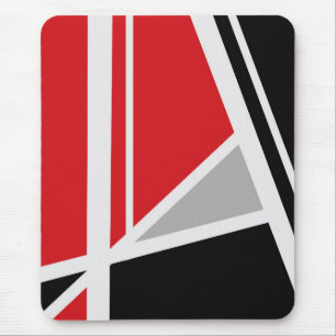 Modern mousepad, black, red, grey, white, abstract mouse mat