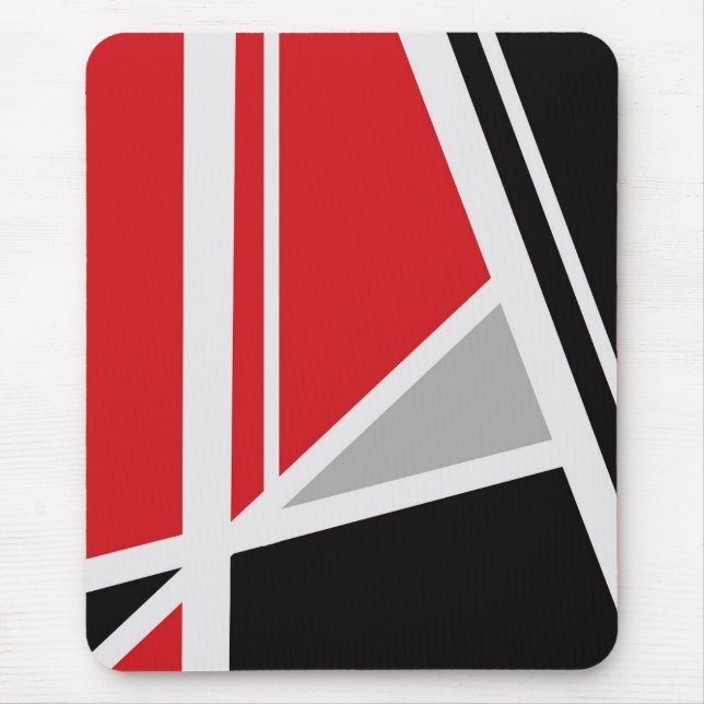 Modern mousepad, black, red, grey, white, abstract mouse mat (Front)