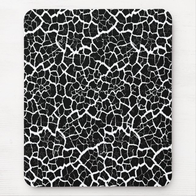 Modern mousepad, black, white, abstract, cracle mouse mat (Front)