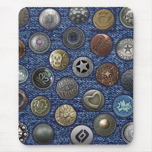 Modern mousepad blue jeans with buttons (Front)