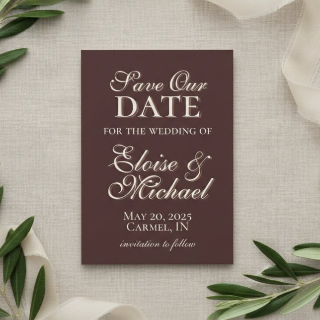  Modern Mousse Brown Vertical Photo Save the Date (Modern Mousse Brown Vertical Photo Save the Date)