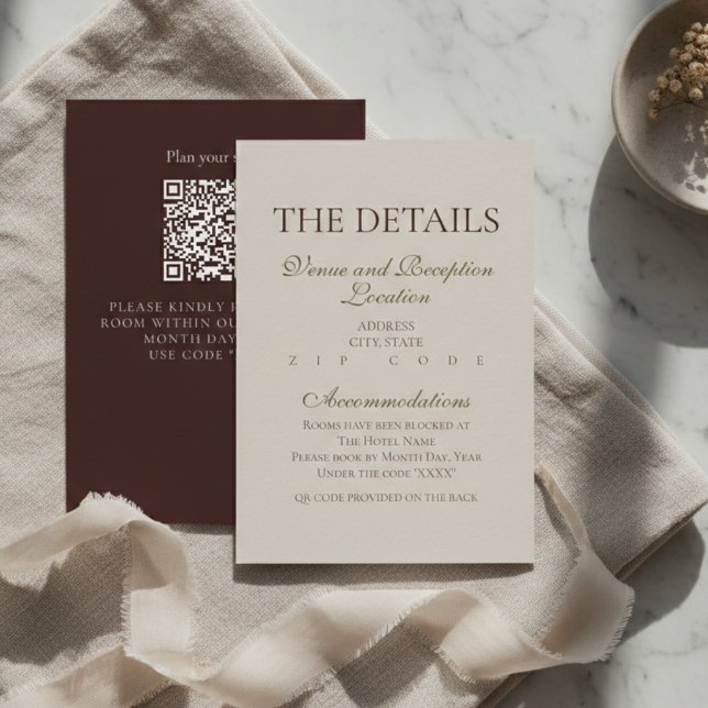 Modern Mousse Brown Wedding Hotel Block Enclosure Card (Modern Mousse Brown Wedding Hotel Block Enclosure
)