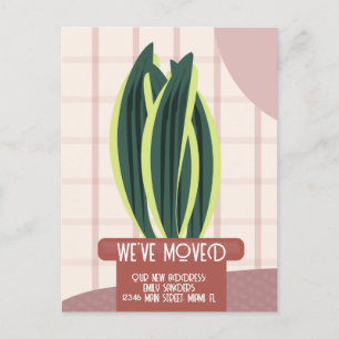 Modern Moved NEW HOME Address House Plants Postcard