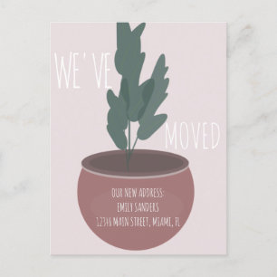 Modern Moved NEW HOME Address Potted Plant Postcard