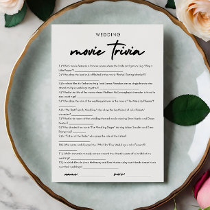 Modern Movie Trivia Bridal Shower Game Card