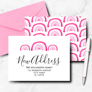 Modern Moving Announcement Pink Rainbow