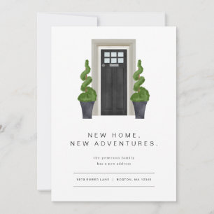 Modern Moving Announcement with Black Front Door