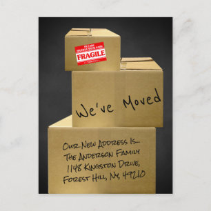 Modern Moving Boxes New Address Announcement Postcard