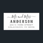 Modern Mr and Mrs Script Newlywed Return Address Rubber Stamp<br><div class="desc">Stylish and chic return address design features a Mr. and Mrs. in modern calligraphy script and last name in simple bold block lettering. Personalise with the newlywed couple's last name and address.</div>