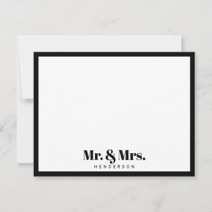Modern Mr. and Mrs.Your Last Name Black White Card