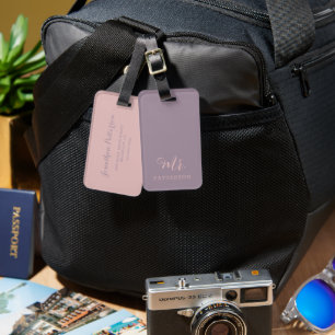 Modern Mr Groom Violet and Crepe Wedding Couples Luggage Tag