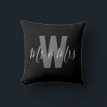Modern Mr Mrs Black White Monogram Cushion<br><div class="desc">Add a personal touch to your space with this stylish home décor Modern Black and White Monogram Throw Pillow featuring a monogrammed initial and Mr & Mrs. Easily customisable to display your own name and initial,  it's the perfect blend of comfort and personalisation for your home!</div>
