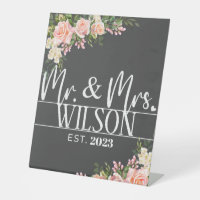 Modern Mr & Mrs Established Pink Rose Wedding